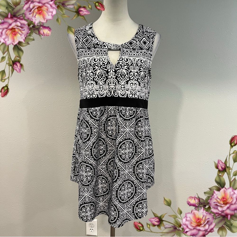 Studio Works Monochrome Patterned mini dress / tunic top size medium